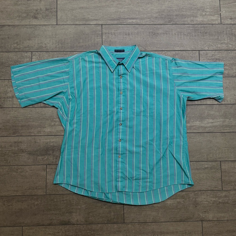 Vintage Mervyn’s Striped Turquoise Button-down XXL